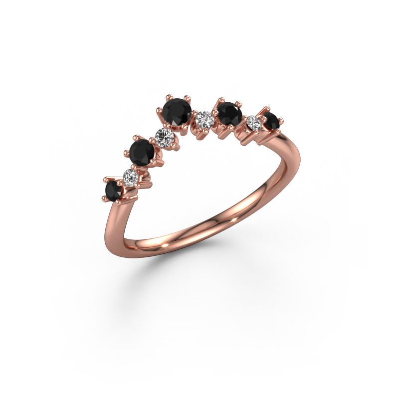 Bague superposable Carly B 585 or rose diamant noir 0.398 crt