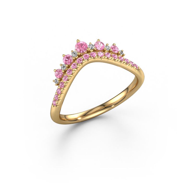 Aanschuifring Nica C 585 goud roze saffier 2.4 mm