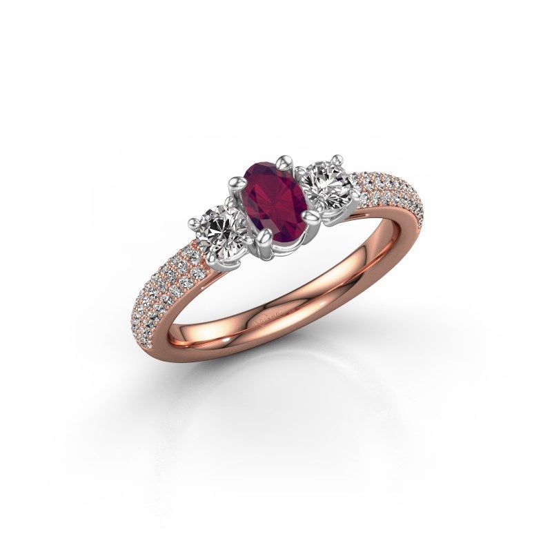 Image of Engagement Ring Marielle Ovl<br/>585 rose gold<br/>Rhodolite 6.5x4.5 mm