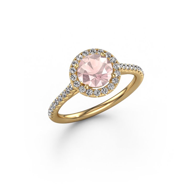 Forlovelsesring Seline rnd 2 585 gull champagnefarget morganitt 6.5 mm