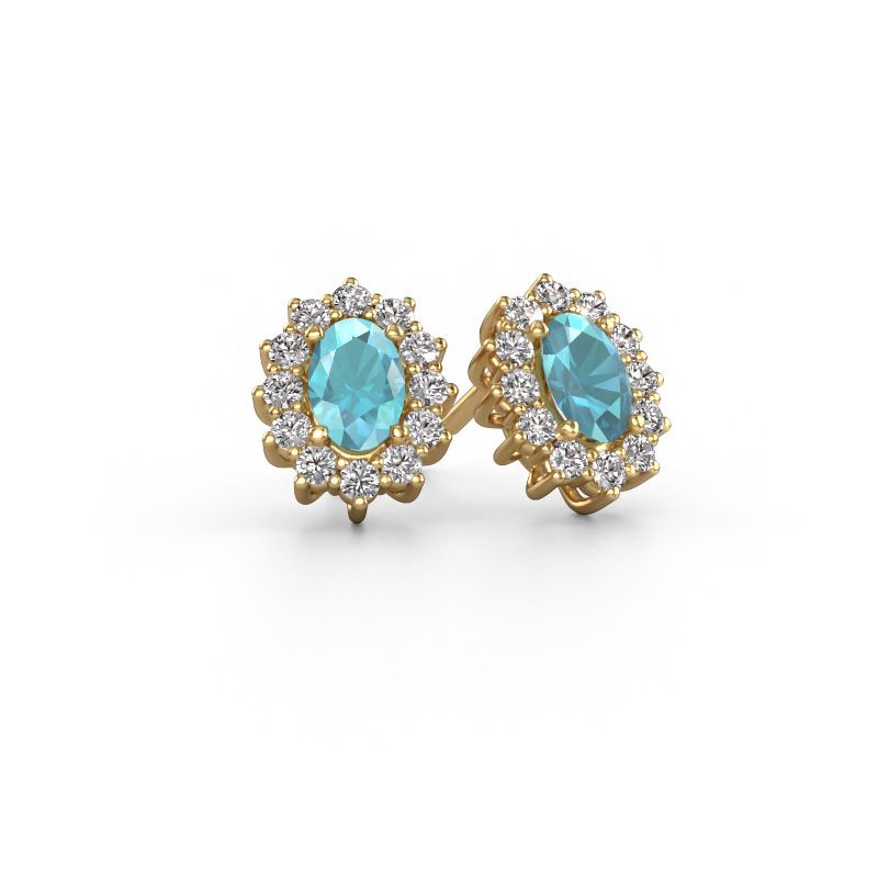Earrings Margien 585 gold blue topaz 6x4 mm