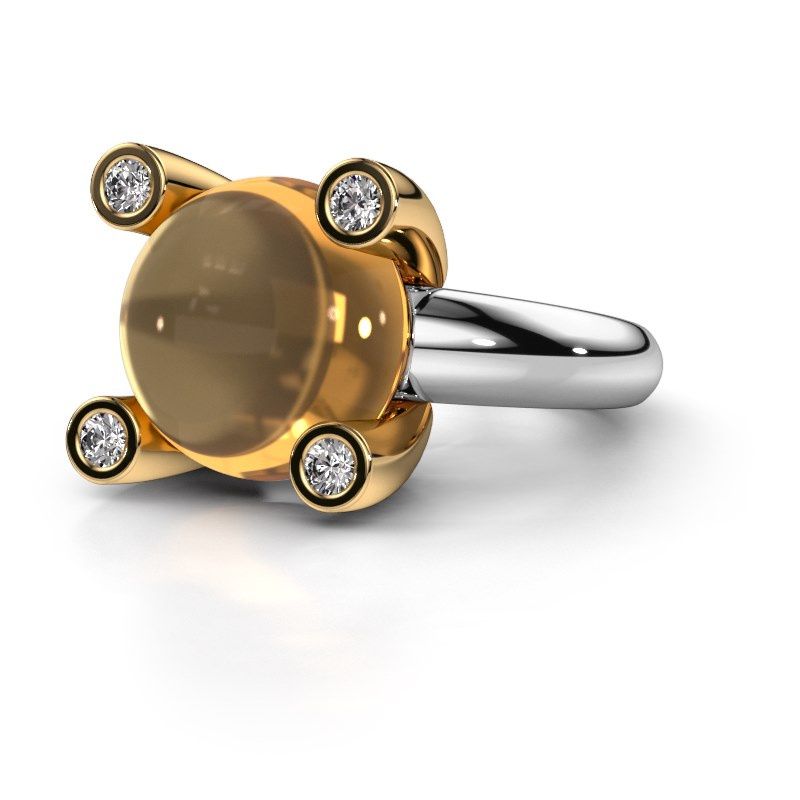 Afbeelding van Ring Janice RND<br/>585 witgoud<br/>Citrien 12 mm