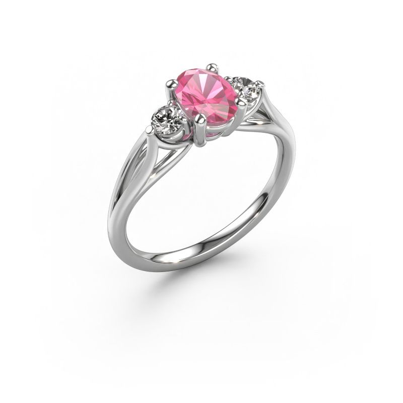 Engagement ring Amie OVL 950 platinum pink sapphire 7x5 mm