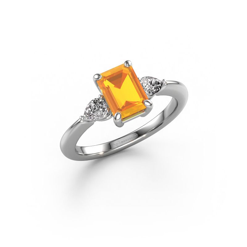 Bague de fiançailles Chanou EME 950 platine citrine 7.5x5.5 mm