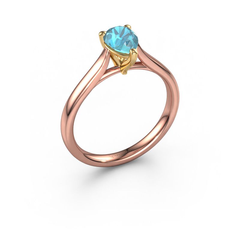 Bague de fiançailles Mignon PER 1 585 or rose topaze bleue 7x5 mm