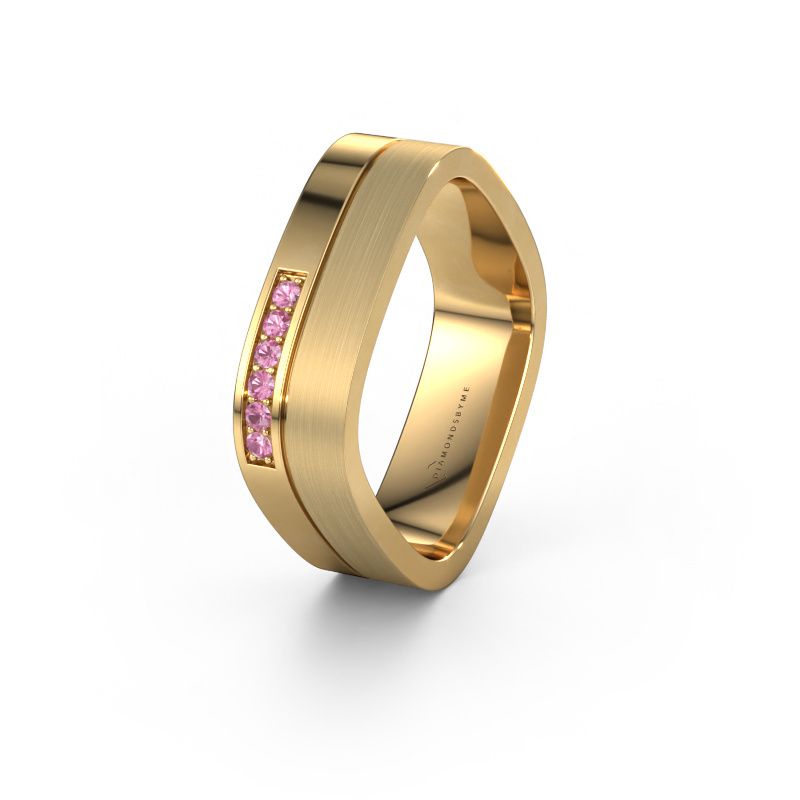 Trouwring WH6030L16A 585 goud roze saffier ±6x1.7 mm