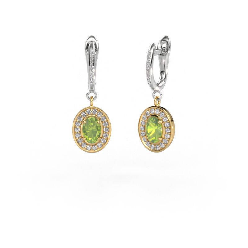 Drop earrings Layne 2 585 gold peridot 7x5 mm