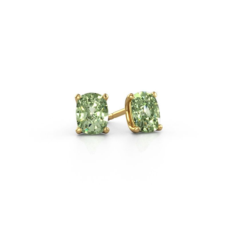 Stud earrings Sam CSH 585 gold green lab grown diamond 6.8x5.2 mm