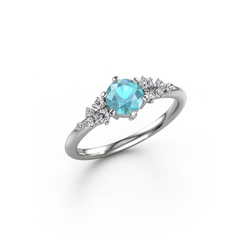 Ring Royce RND 585 white gold blue topaz 5.5 mm