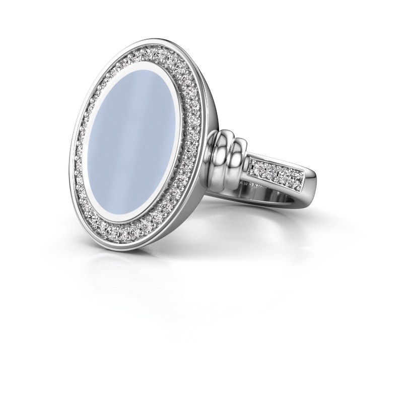 Image of Signet ring cristina<br/>950 platinum<br/>Light blue sardonyx 14x10 mm
