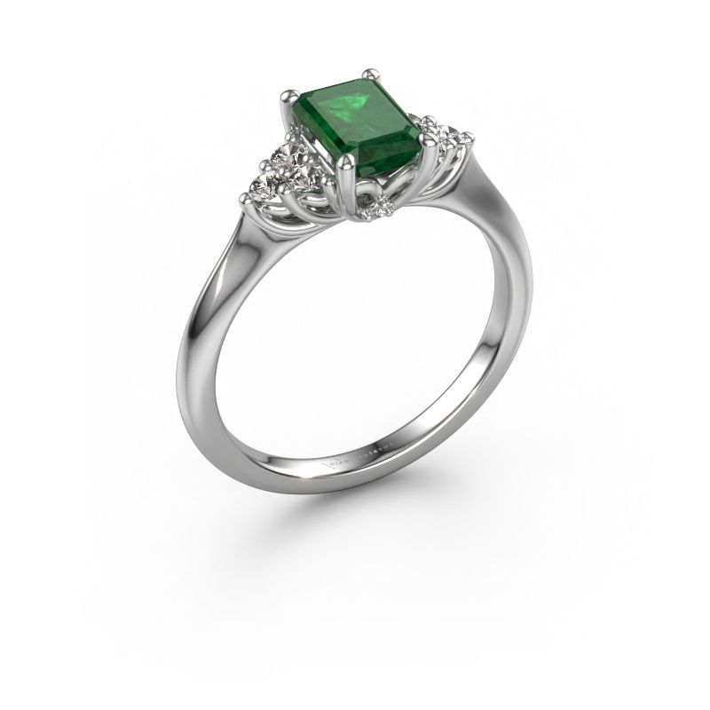 Verlobungsring Felipa EME 950 Platin Smaragd 7x5 mm