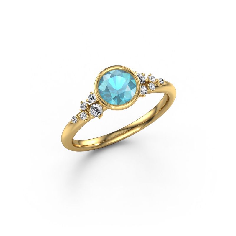 Bague de fiançailles Aliyah RND 585 or jaune topaze bleue 5.7 mm