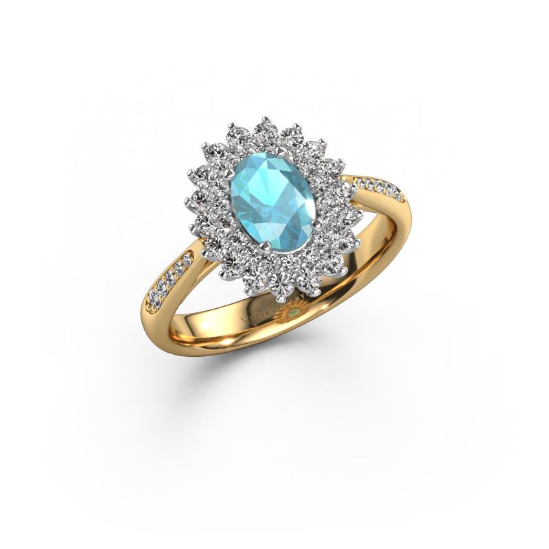 Engagement ring Alina 2 585 gold blue topaz 7x5 mm