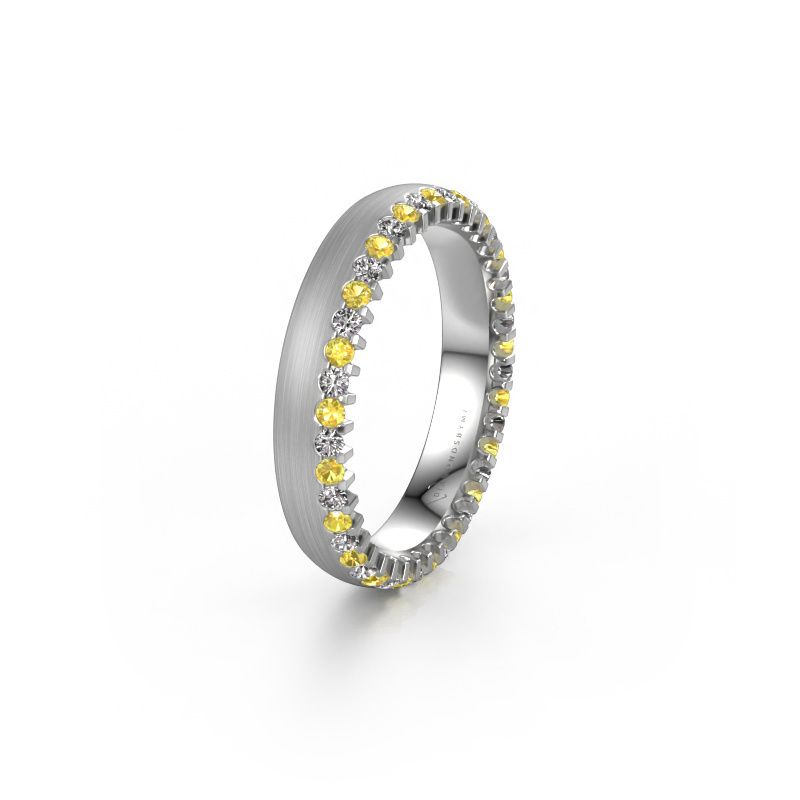 Trouwring WH2138L24B 950 platina gele saffier ±4x2 mm
