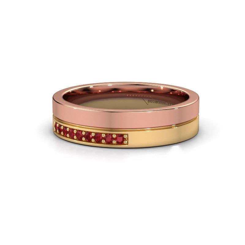 Image of Wedding ring WH0213L15AP<br/>585 rose gold ±5x1.7 mm<br/>Ruby