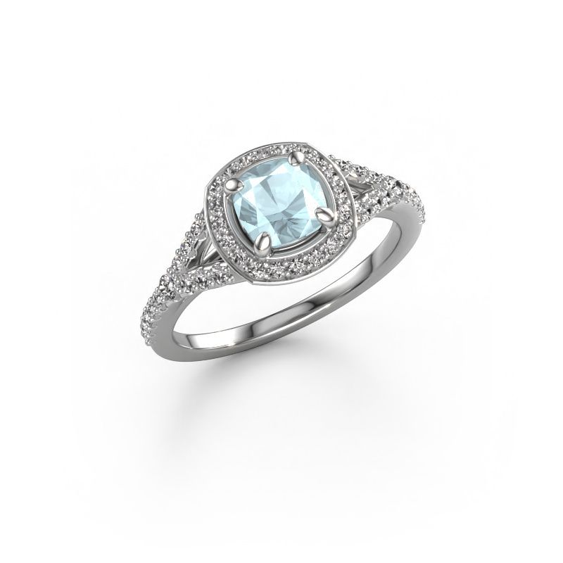 Verlobungsring Pamela CUS 950 Platin Aquamarin 5.5 mm