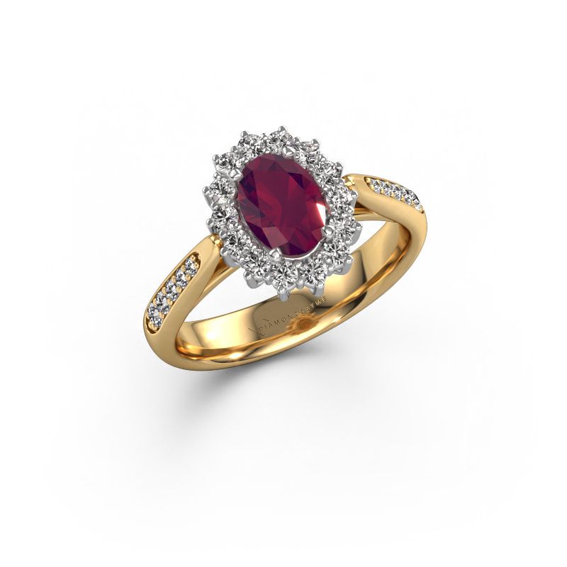 Engagement ring Margien 2 585 gold rhodolite 7x5 mm