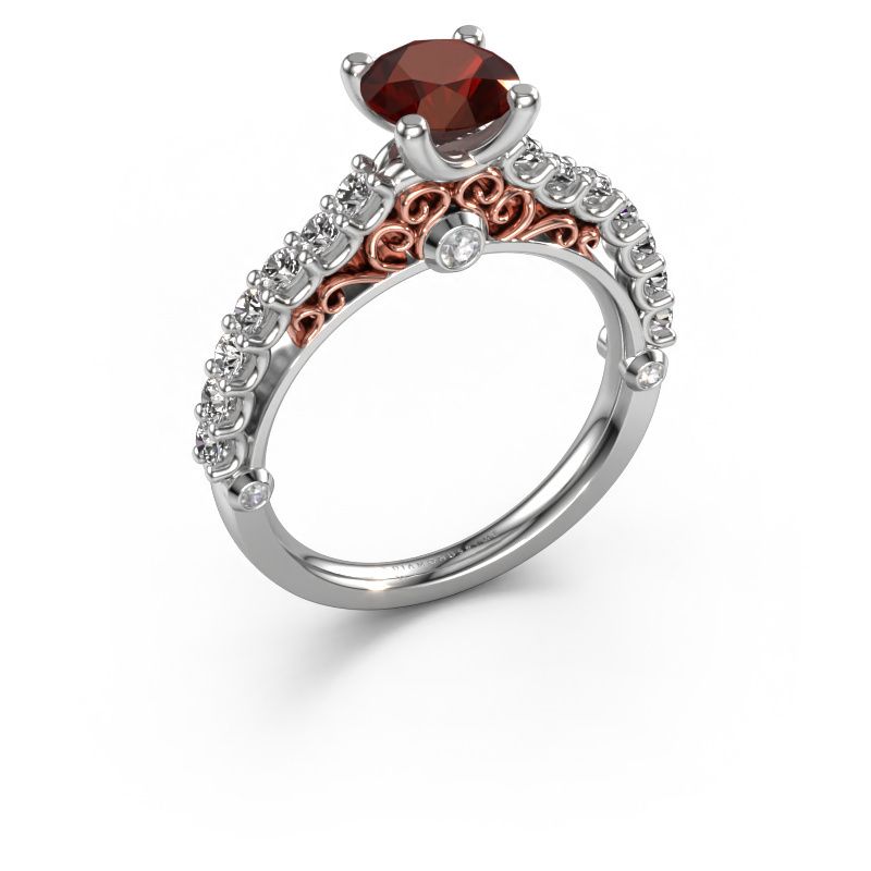 Verlobungsring Shaunda 585 Weißgold Granat 6 mm