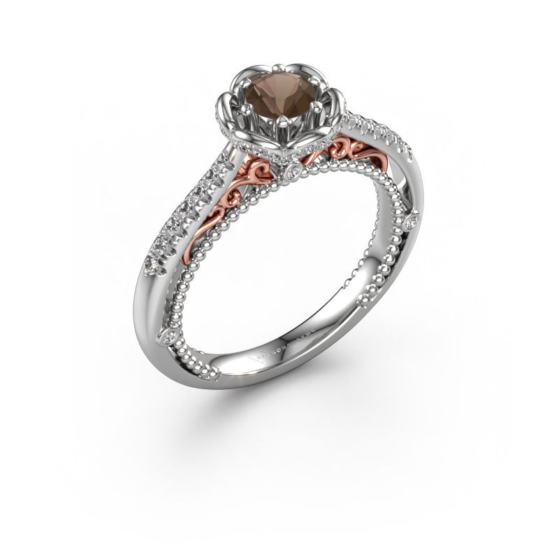 Engagement ring Abbey 585 white gold smokey quartz 4.2 mm