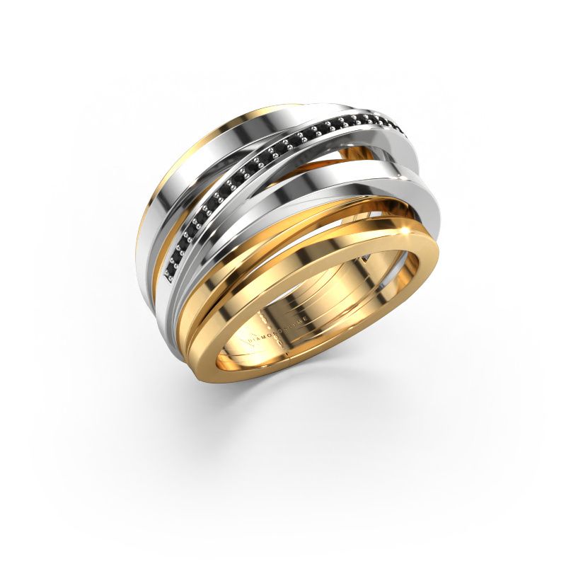 Ring Swinda 585 goud zwarte diamant 0.15 crt