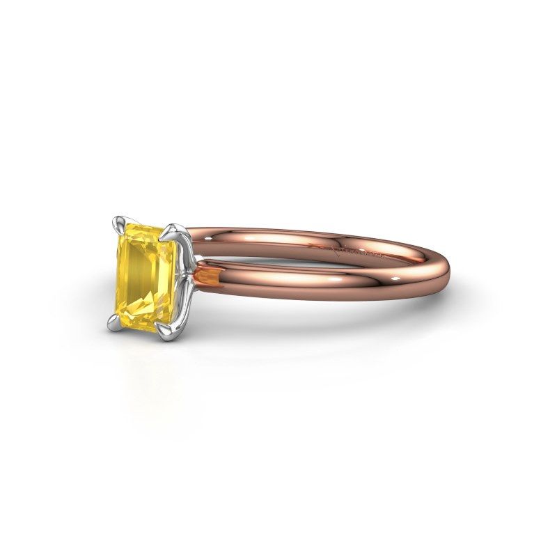Afbeelding van Verlovingsring Crystal EME 1 585 rosé goud gele saffier 6x4 mm
