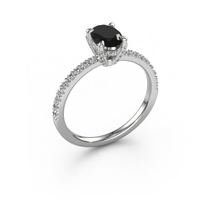 Verlovingsring Saskia 1 OVL 950 platina zwarte diamant 1.33 crt