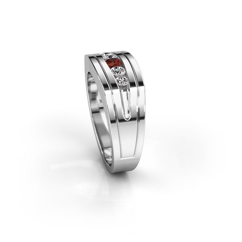 Image de Bague pour homme Huub<br/>950 platine<br/>Grenat 3.7 mm
