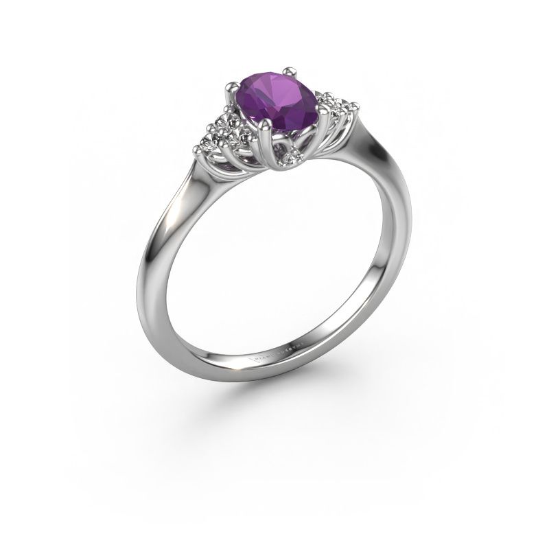 Engagement ring Felipa OVL 950 platinum amethyst 7x5 mm