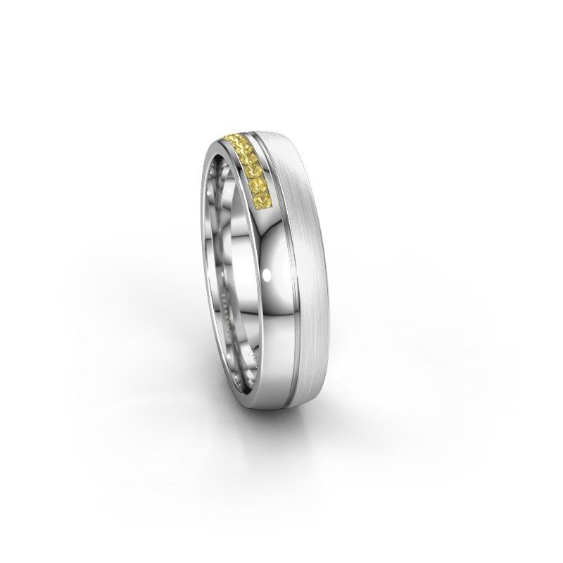 Afbeelding van Trouwring WH0209L25APM<br/>950 platina ±5x1.7 mm<br/>Gele saffier
