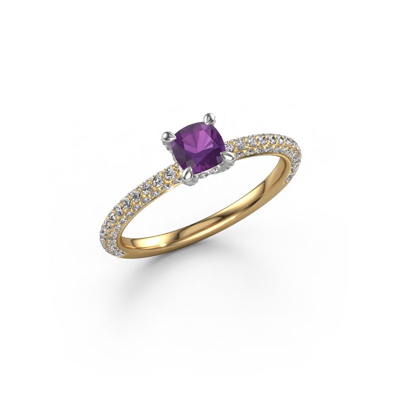 Verlovingsring Saskia 2 CUS 585 goud amethist 4.5 mm