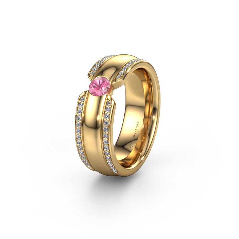 Wedding ring WHR0575L 585 gold pink sapphire ±7x2 mm