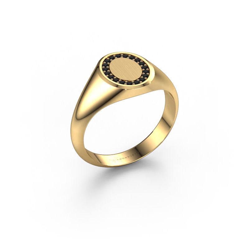 Pinkring Floris Oval 1 585 goud zwarte diamant 0.17 crt