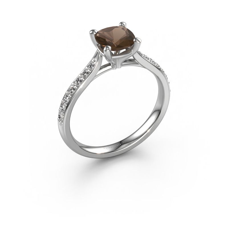 Verlovingsring Mignon CUS 2 585 witgoud rookkwarts 6 mm