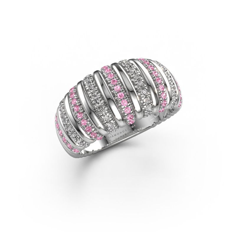 Ring Dawn 10mm 585 white gold pink sapphire 1 mm