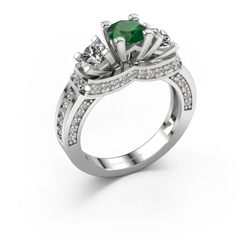 Engagement ring Phileine 585 white gold emerald 5 mm