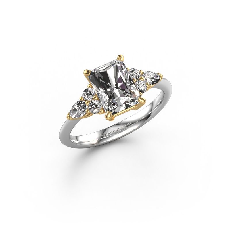 Engagement ring Melani RAD 585 white gold custom diamond 8x6 mm