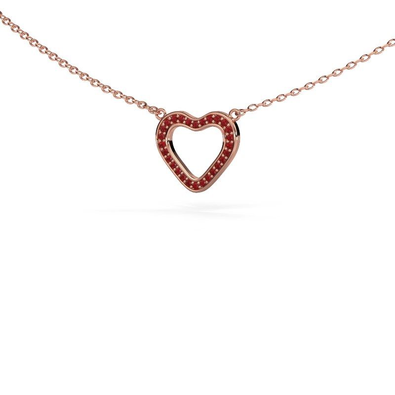 Pendentif Heart 3 585 or rose rubis 0.8 mm