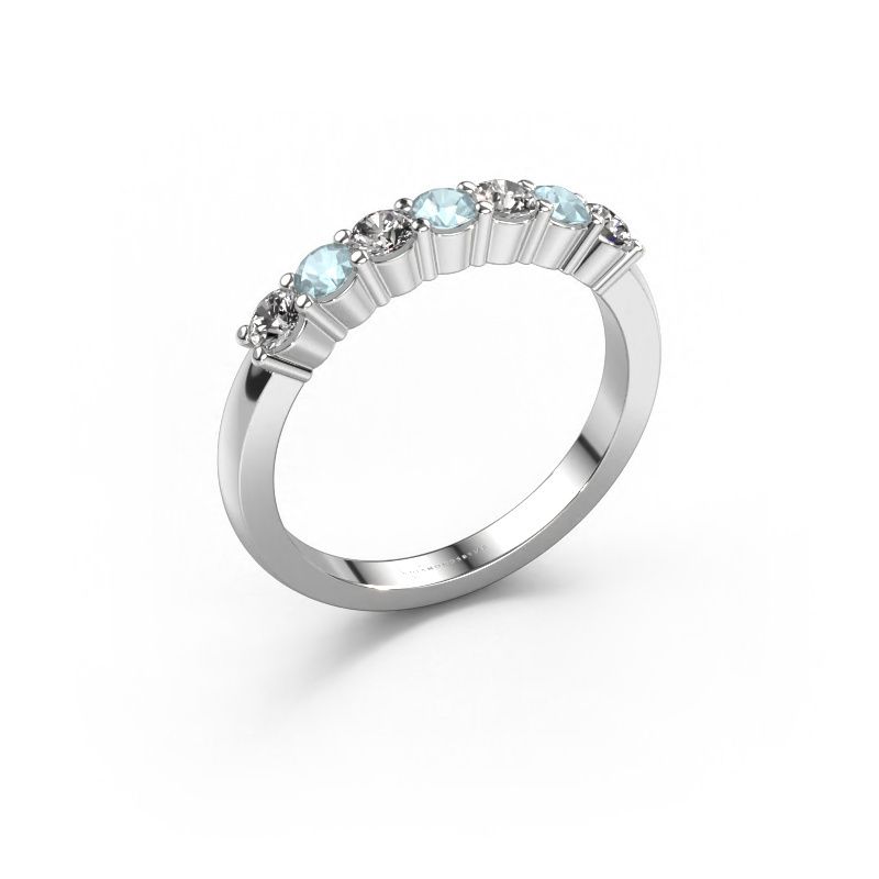 Ring Yasmin 7 950 platina aquamarijn 2.7 mm