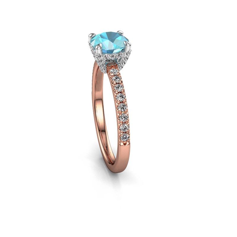 Image of Engagement ring saskia rnd 1<br/>585 rose gold<br/>Blue topaz 6.5 mm