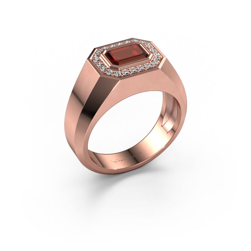 Men's ring Dylan 2 585 rose gold garnet 7x5 mm