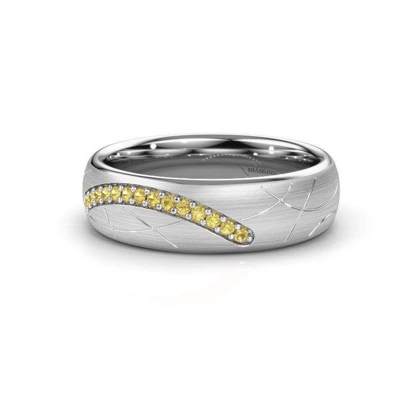 Image of Wedding ring WH2060L36CM<br/>950 platinum ±6x2.2 mm<br/>Yellow sapphire