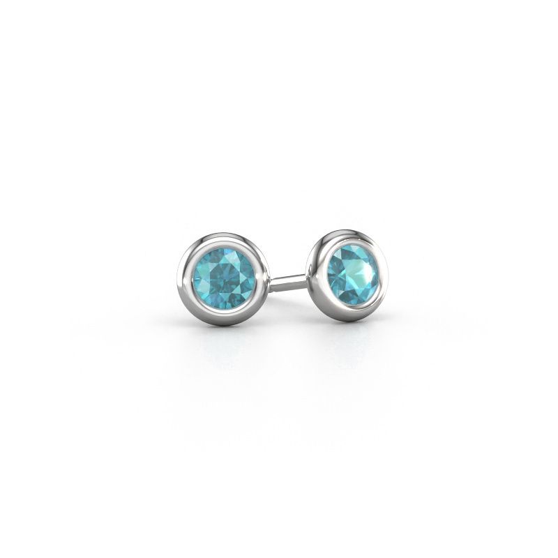 Stud earrings Lieke RND 950 platinum blue topaz 4 mm