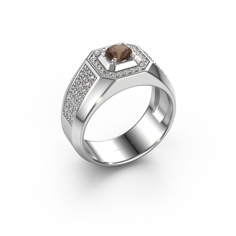 Herrenring Pavan 950 Platin Rauchquarz 5 mm