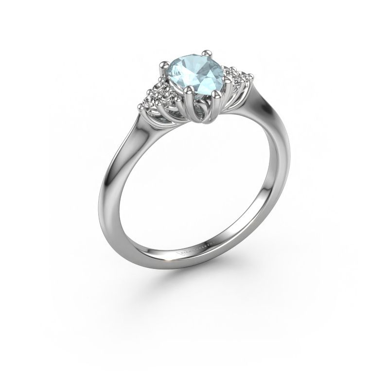 Bague de fiançailles Felipa PER 585 or blanc aigue-marine 7x5 mm