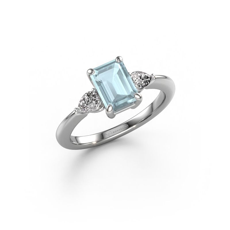 Engagement ring Chanou EME 585 white gold aquamarine 7.5x5.5 mm