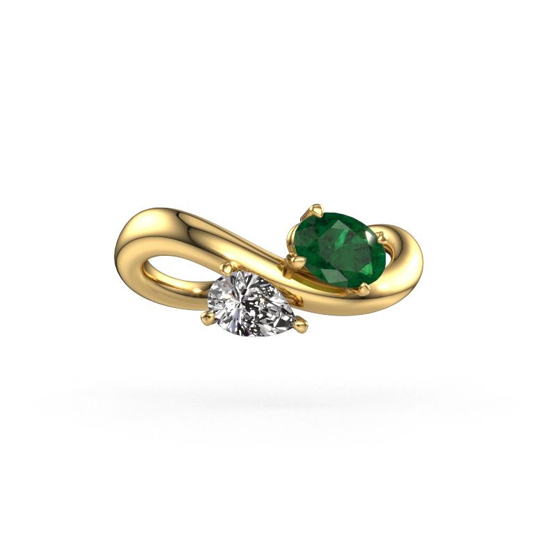 Engagement ring Chloe OVL-PER 585 gold emerald 6.5x4.5 mm