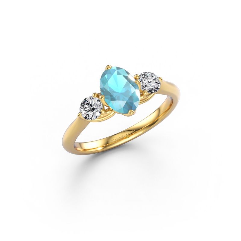 Verlobungsring Vosje OVL 585 Gold Blau Topas 7,5x5,5 mm