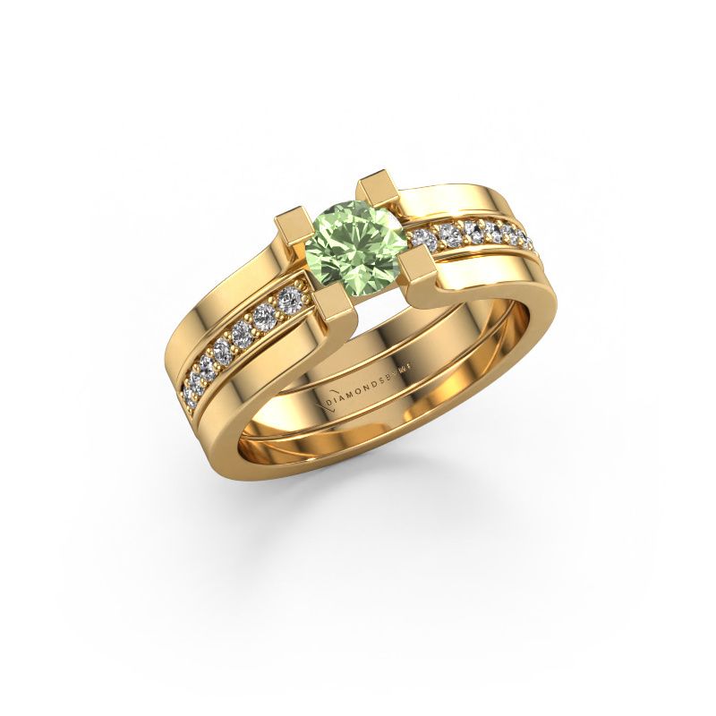 Engagement ring Myrthe 585 gold green lab grown diamond 5 mm