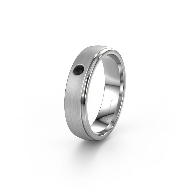 Wedding ring WH0501L25AMP 585 white gold black diamond ±5x1.7 mm