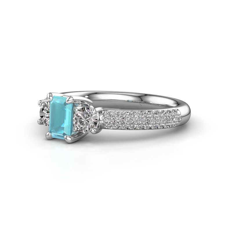 Image of Engagement Ring Marielle Eme<br/>950 platinum<br/>Blue topaz 6x4 mm